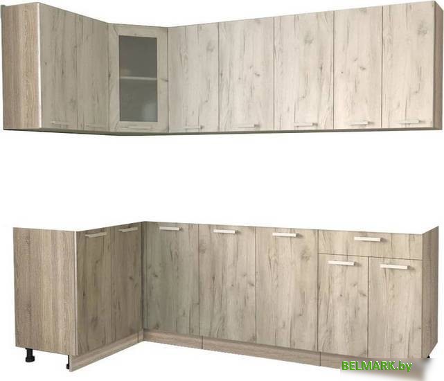 Готовая кухня Интерлиния Мила 12x24 без столешницы (дуб белый/дуб серый) - фото