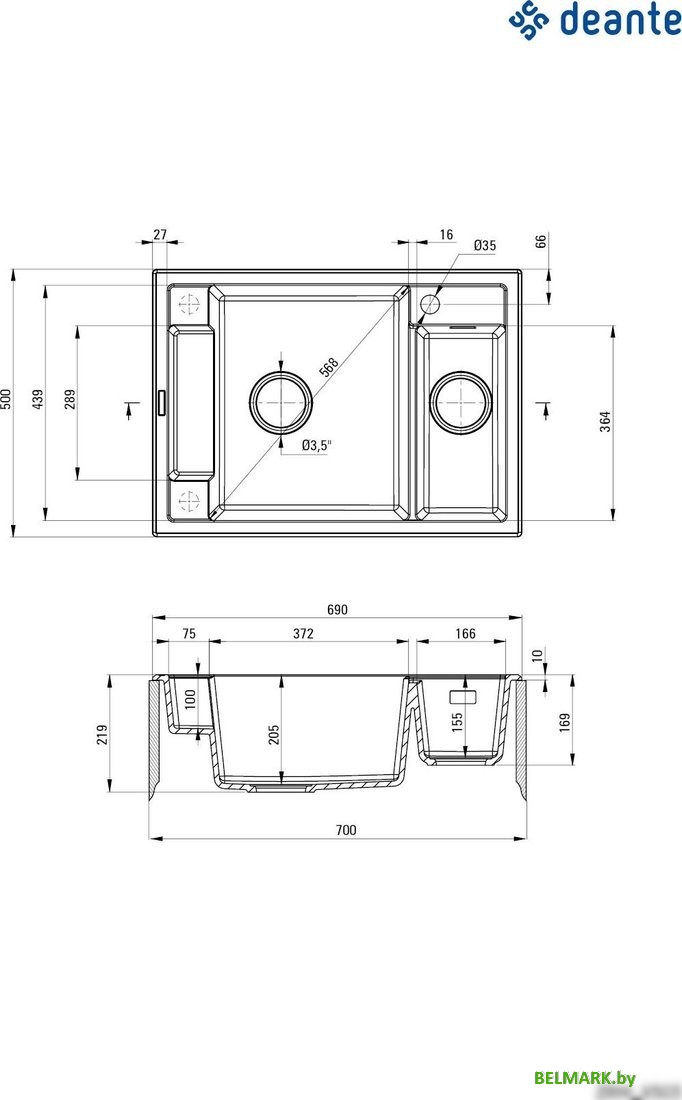 Кухонная мойка Deante Magnetic ZRM N503 (черный) - фото2