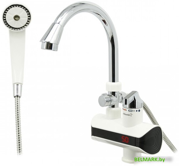 Проточный электрический водонагреватель кран+душ Atlanta ATH-7434 (белый) - фото2