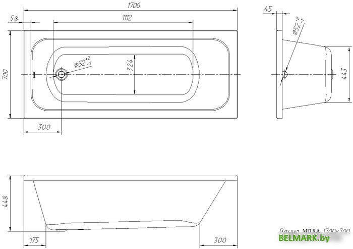 Ванна Ventospa Mitra 170x70 - фото2
