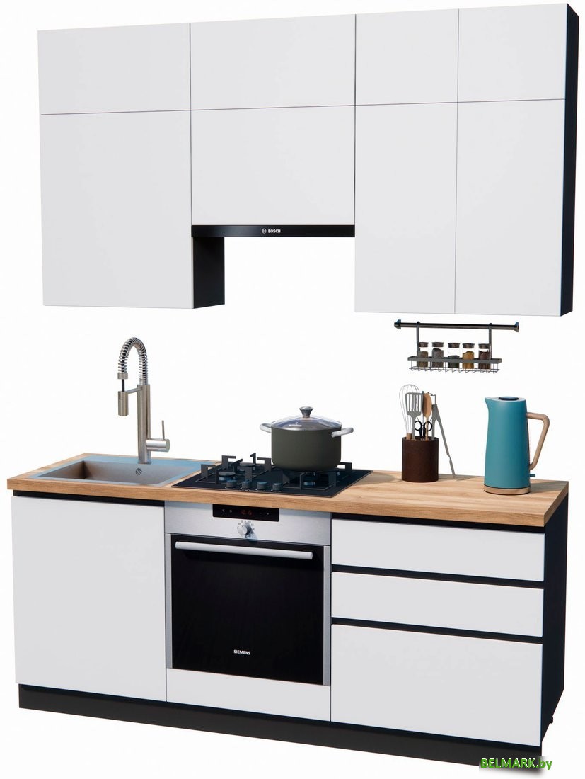 Готовая кухня ВерсоМебель Эко Премиум 1.9 (белый фасадный/ст. дуб вотан) - фото