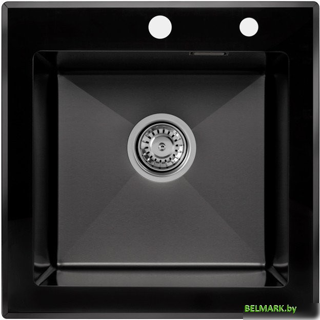 Кухонная мойка ARFEKA ECO AR 500*500 GS BLACK GLASS + BLACK PVD NANO - фото