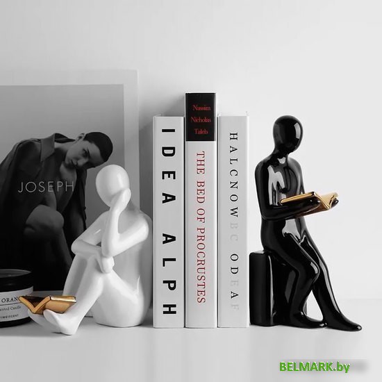 Ограничитель для книг Merry Bear Home Decor Читающая пара 30001263 (черный/белый) - фото