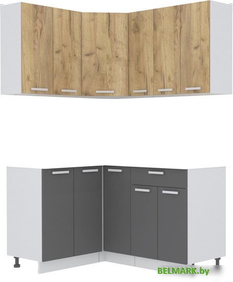 Готовая кухня Интерлиния Мила Лайт 1.2x1.5 без столешницы (дуб золотой/антрацит) - фото