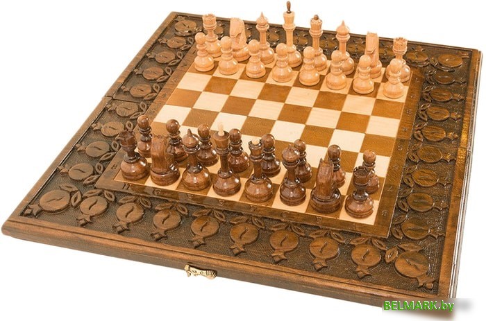 Шахматы/шашки/нарды Haleyan резные с гранатами 50 kh123 - фото