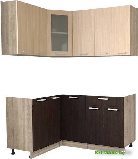 Готовая кухня Интерлиния Мила 12x16 без столешницы (дуб молочный/дуб венге) - фото