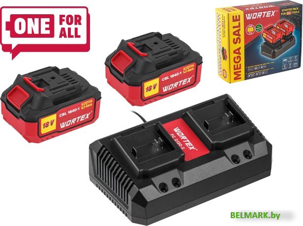 Аккумулятор с зарядным устройством Wortex 1329413 (18В/4.0 Ah + 18В) - фото