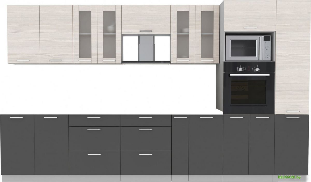 Готовая кухня Интерлиния Мила 3.6 ВТ без столешницы (вудлайн кремовый/антрацит) - фото