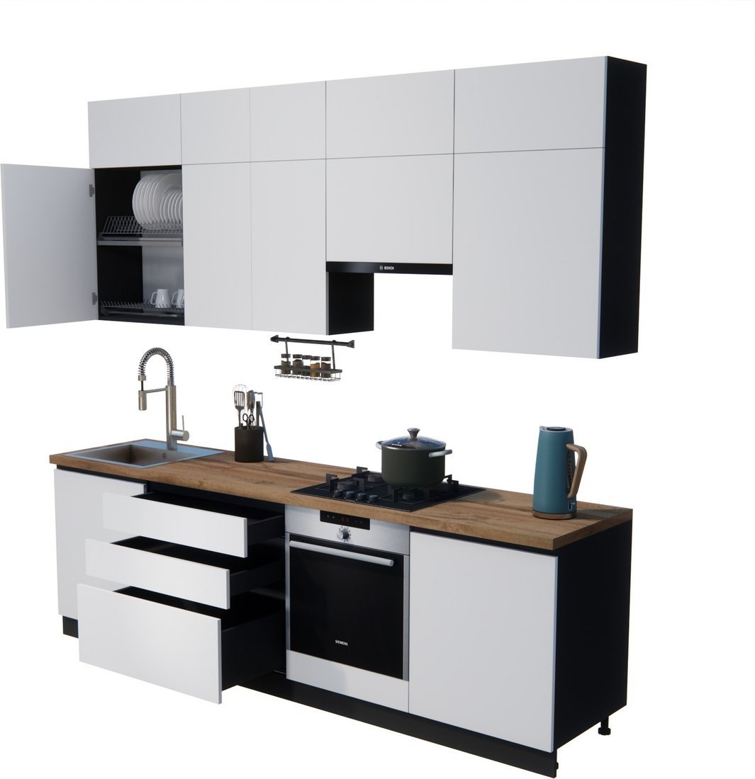 Готовая кухня ВерсоМебель Эко Премиум 2.6 (белый фасадный/ст. дуб вотан) - фото2