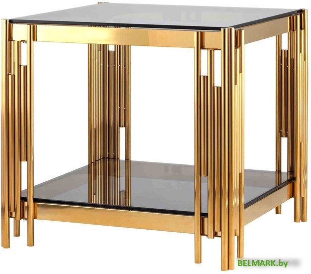 Журнальный столик Stool Group Гэтсби 55x55 EET-027-TG-1 (стекло smoke/сталь золото) - фото