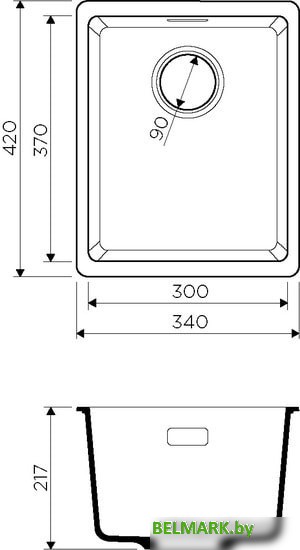 Кухонная мойка Omoikiri Kata 34-U BL - фото2