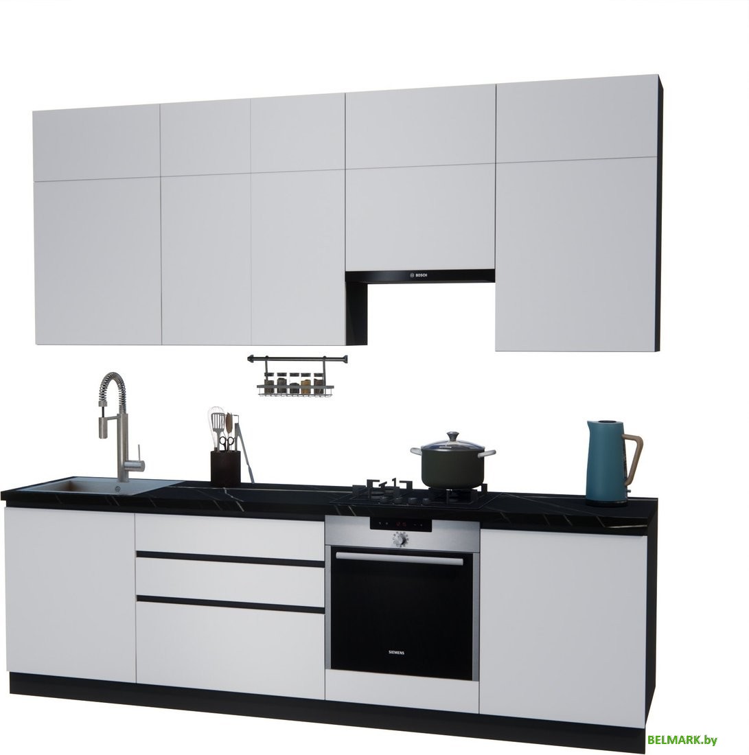 Готовая кухня ВерсоМебель Эко Премиум 2.6 (белый фасадный/ст. тунис) - фото