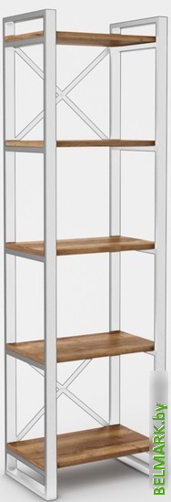 Стеллаж Hype Mebel Стандарт 50x200 (белый/дуб галифакс олово) - фото