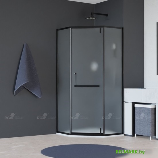 Душевой уголок RGW HO-084B 350608400-24 100x100 (черный/матовое-сатинат стекло) - фото