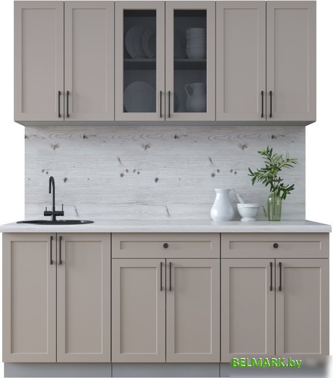 Готовая кухня Интерлиния Тренд 1.8А (луна/луна/бискайская сосна) - фото