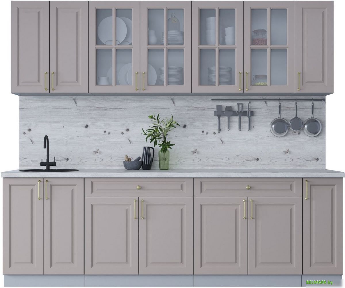 Готовая кухня Интерлиния Мила Шато 2.5А (луна/луна/бискайская сосна) - фото