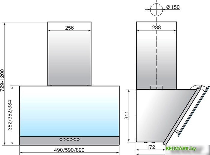 Кухонная вытяжка Elikor Рубин S4 90П-700-Э4Д (антрацит/черное стекло) - фото2