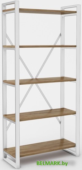 Стеллаж Hype Mebel Стандарт-2 80x200 (белый/дуб галифакс олово) - фото