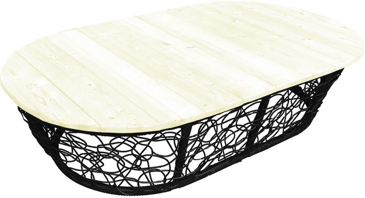 Стол M-Group Мамасан овальный 19060400 (черный с ротангом) - фото