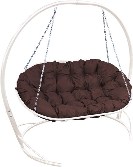 Подвесной диван M-Group Мамасан 12120105 (белый/коричневая подушка) - фото