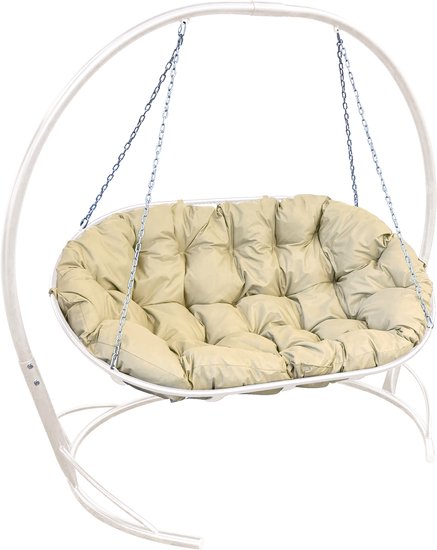 Подвесной диван M-Group Мамасан 12120101 (белый/бежевая подушка) - фото