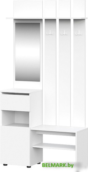Горка NN мебель Токио с зеркалом (белый текстурный) - фото