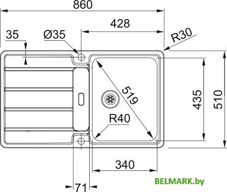 Кухонная мойка Franke Hydros HDX 614-86 101.0320.861 - фото2