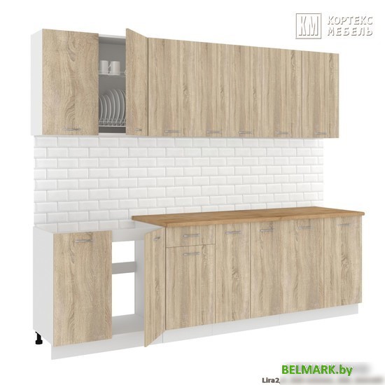 Готовая кухня Кортекс-мебель Корнелия Лира-лайт 2.6м (дуб сонома/дуб бунратти) - фото