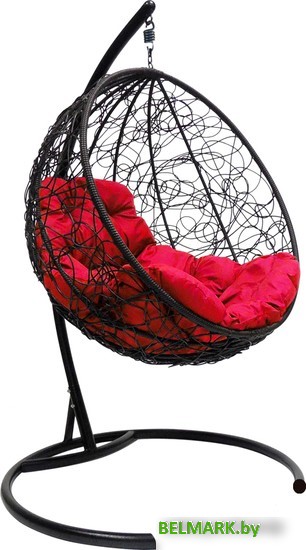 Подвесное кресло M-Group Круг 11050406 (черный ротанг/красная подушка) - фото