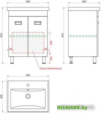 Какса-А Тумба Пикколо 60 напольная под умывальник Como 60 (белый) - фото2