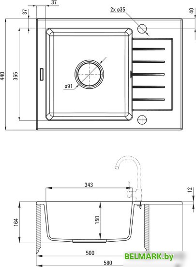 Кухонная мойка Deante Zorba ZQZ 211A (графитовый) - фото2