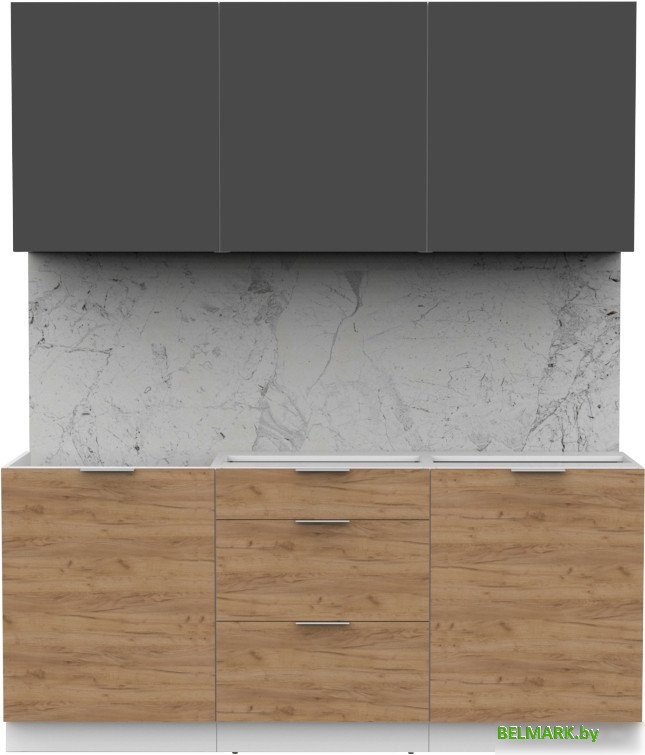 Готовая кухня Интермебель Микс Топ-4 1.8м без столешницы (графит серый/дуб крафт золотой) - фото
