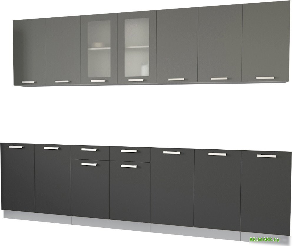 Готовая кухня Интерлиния Мила 28 без столешницы (серебристый/антрацит) - фото