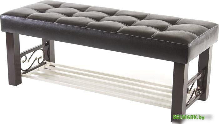 Банкетка AMC Lux 5 с полкой кожзам коричневый/коричневый/бежевый 5.1Б120223 - фото