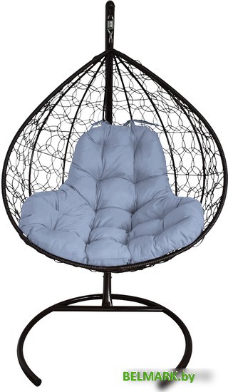 Подвесное кресло M-Group XL 11120409 (черный ротанг/серая подушка) - фото