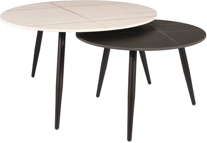 Журнальный столик Signal KORA B (2 шт., белый мат/черный мат/черный) - фото