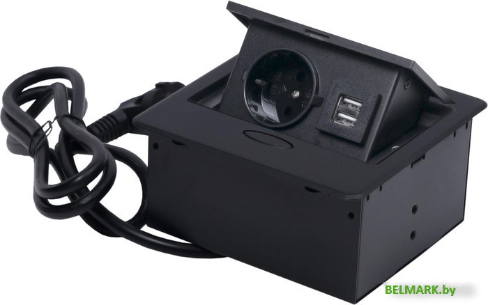 Блок розеток AKS Nova 4 выдвижной (1 розетка, черный) - фото