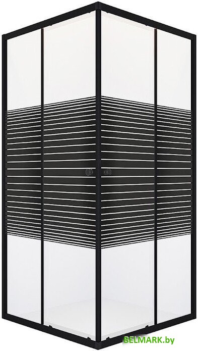 Душевой уголок Domani-Spa Shape 2 99 DS04Sp99(2)L0St00.Gt-Black (графит/прозрачное stripe стекло) - фото