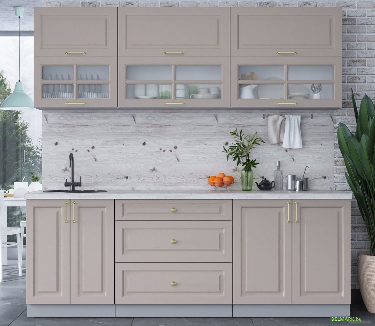 Готовая кухня Интерлиния Мила Шато 2.2Б (луна/луна/бискайская сосна) - фото2