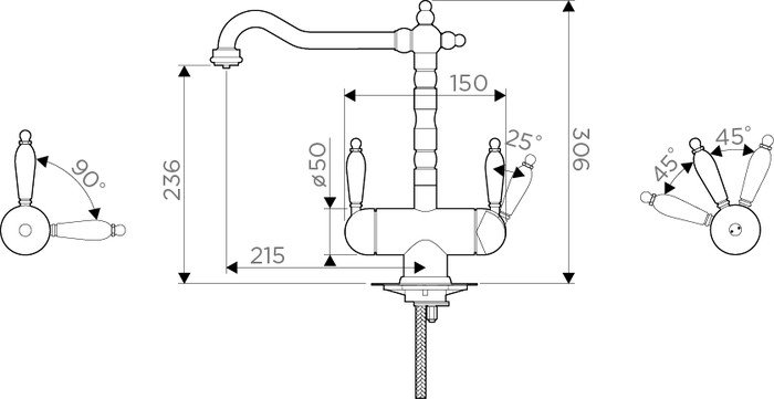Смеситель Omoikiri Amagasaki-АB (античная латунь) - фото2
