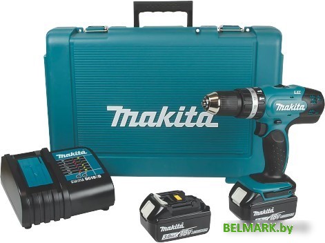 Ударная дрель-шуруповерт Makita DHP453SFE (с 2-мя АКБ, кейс) - фото