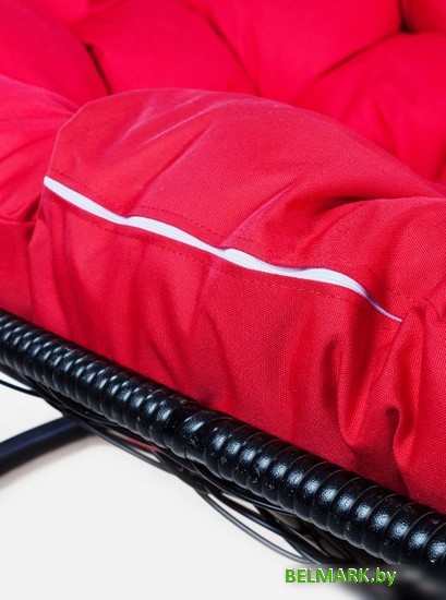 Подвесной диван M-Group Лежебока 11180406 (с черным ротангом/красная подушка) - фото2