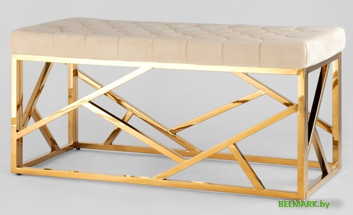 Пуфик Stool Group Арт Деко Bench-016-TG-BG (вельвет бежевый/сталь золото) - фото