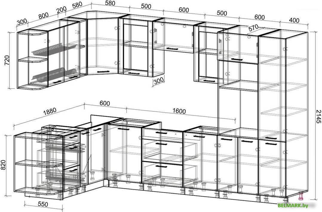 Готовая кухня Интерлиния Мила 1.88x3.2 левая без столешницы (бетон/бетон) - фото2