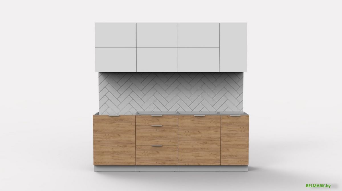 Готовая кухня Интермебель Микс Топ-37 2.2м без столешницы (белый премиум/дуб крафт золотой) - фото2