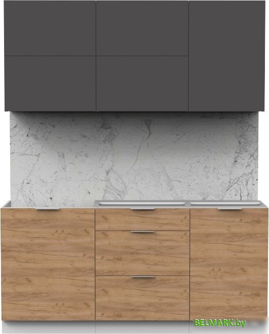 Готовая кухня Интермебель Микс Топ-33 1.7м без столешницы (графит серый/дуб крафт золотой) - фото