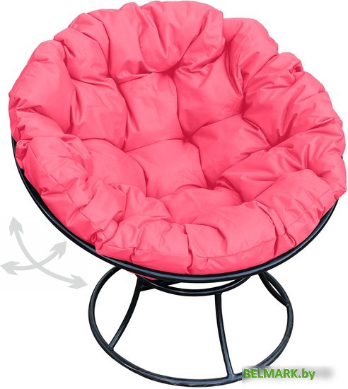 Кресло M-Group Папасан пружинка 12040408 (черный/розовая подушка) - фото