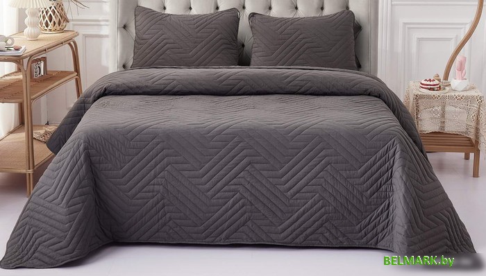 Набор текстиля для спальни Sofi De MarkO Мориц 160х220 Пок-МЦ-ан-160х220 (антрацитовый) - фото
