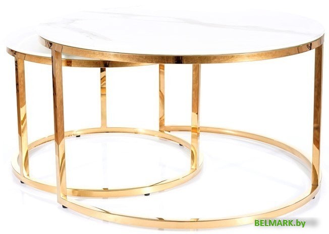 Журнальный столик Signal Muse (эффект белого мрамора/золотой) - фото