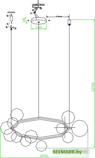 Подвесная люстра Kinklight Иона 09408-15.19 (черный) - фото2